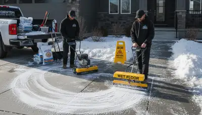 Professional de-icing and salt application for winter safety in Thornton, CO by Chop Chop Landscaping