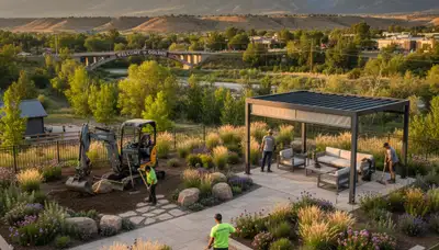 Landscaping crew in Thornton, CO providing professional lawn and landscape services