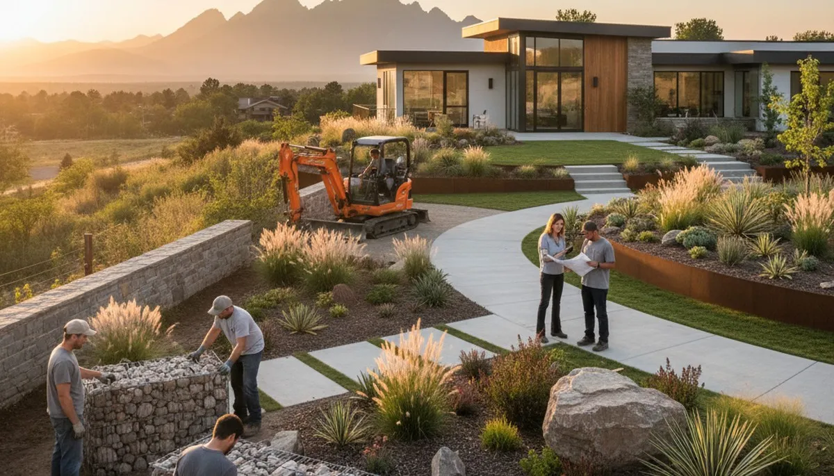 Landscaping crew providing professional yard care in Thornton, CO