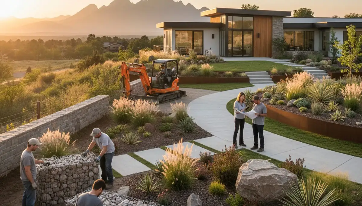 Landscaping crew providing professional yard care in Thornton, CO