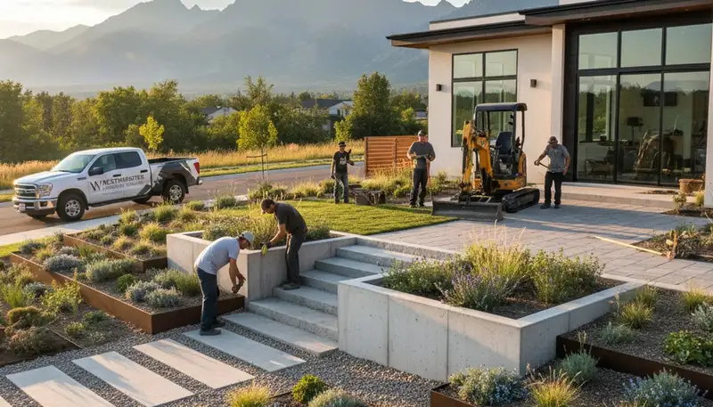 Landscaping team in Thornton, CO providing professional lawn and yard care