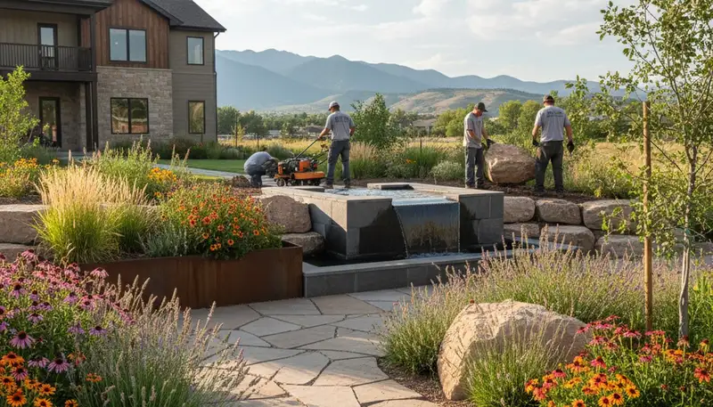 Landscaping crew serving Thornton, CO with professional yard maintenance services