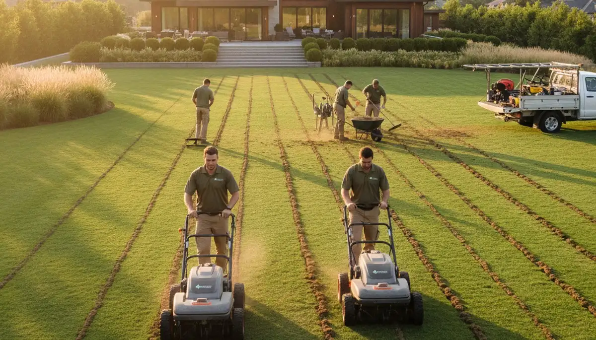 Lawn aeration service in Thornton, CO improving soil health and root growth