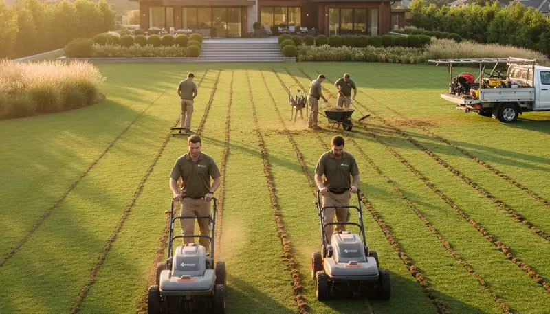 Lawn aeration service in Thornton, CO improving soil health and root growth
