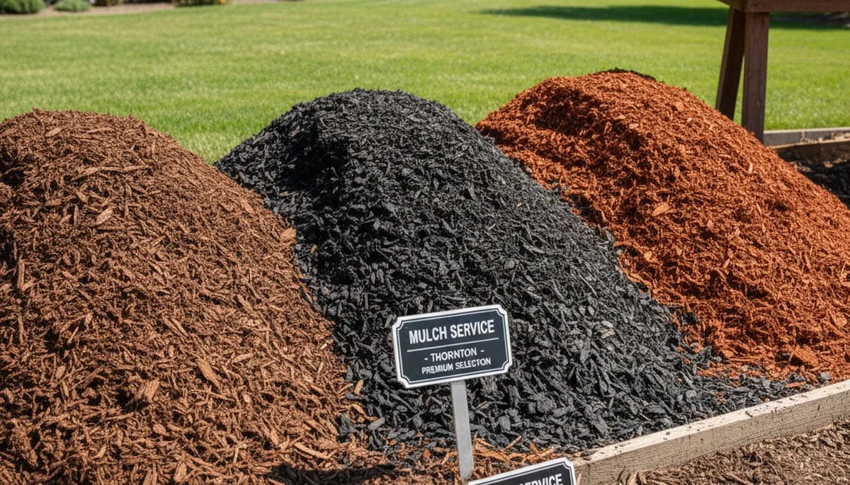 Brown, black, and red mulch color options for Thornton, CO landscapes by Chop Chop Landscaping