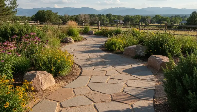 Professional stone paver pathway installation in Thornton, CO showcasing expert landscape design
