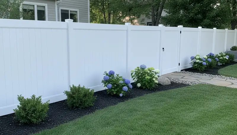 White wooden privacy fence installation by Chop Chop Landscaping in Thornton, CO